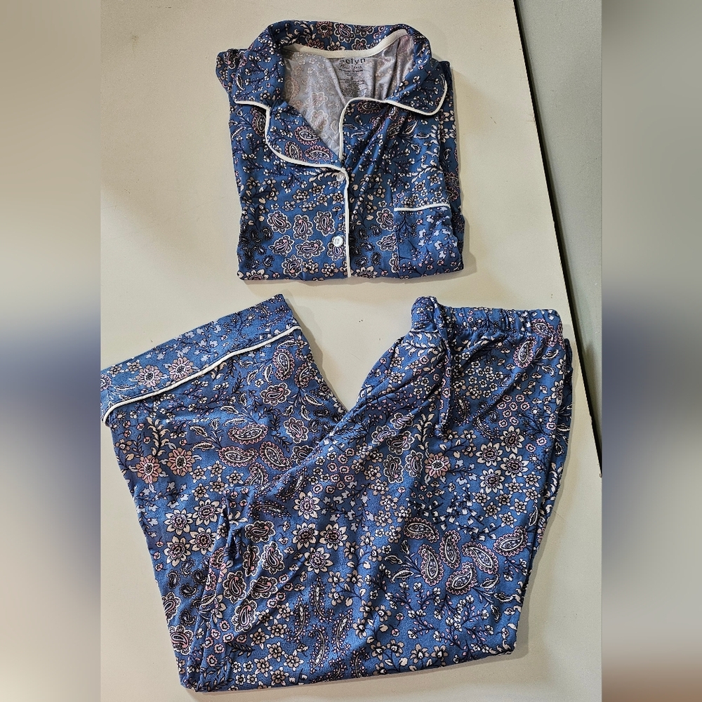 Jaclyn new york Womens 2-pc.Short Sleeve Capri Pajama Set sz Small